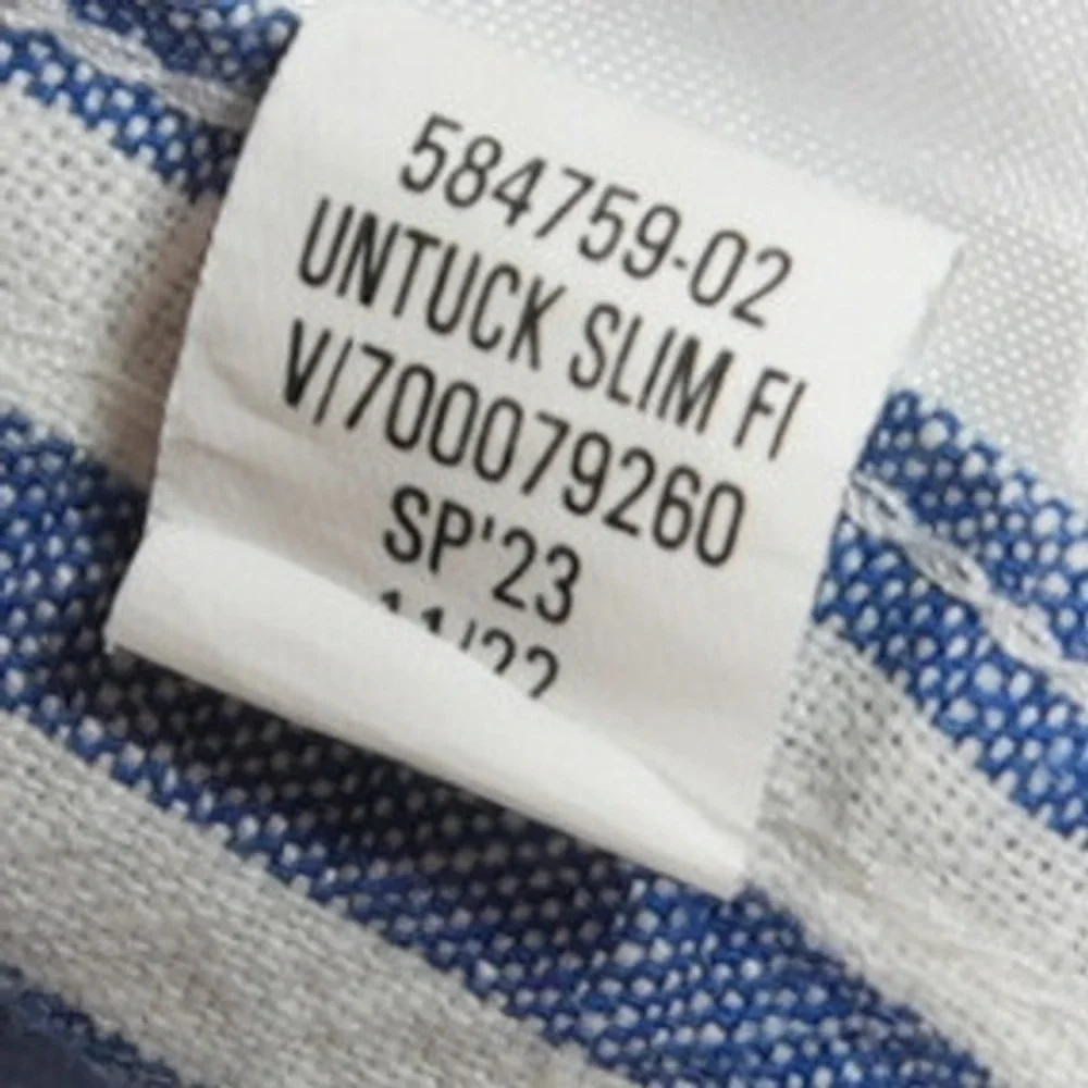 Banana Republic Linen Cotton Untucked Stripe Nautical Slim Fit Striped Shirt XL